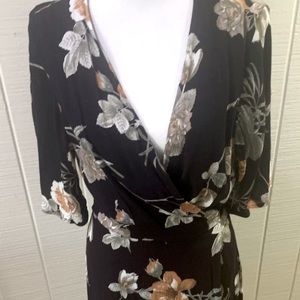 Wrap dress, size L, black floral